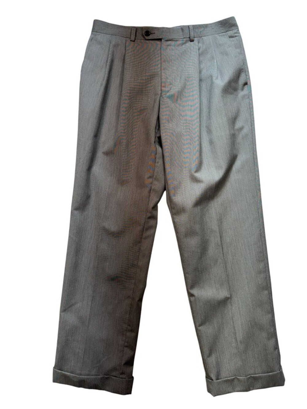 Chaps Mens Dress Pants Size 34X30 Gray Straight Leg Pleated Cuffed Formal Work